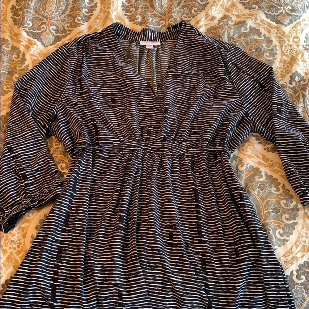 Black and white striped maternity blouse